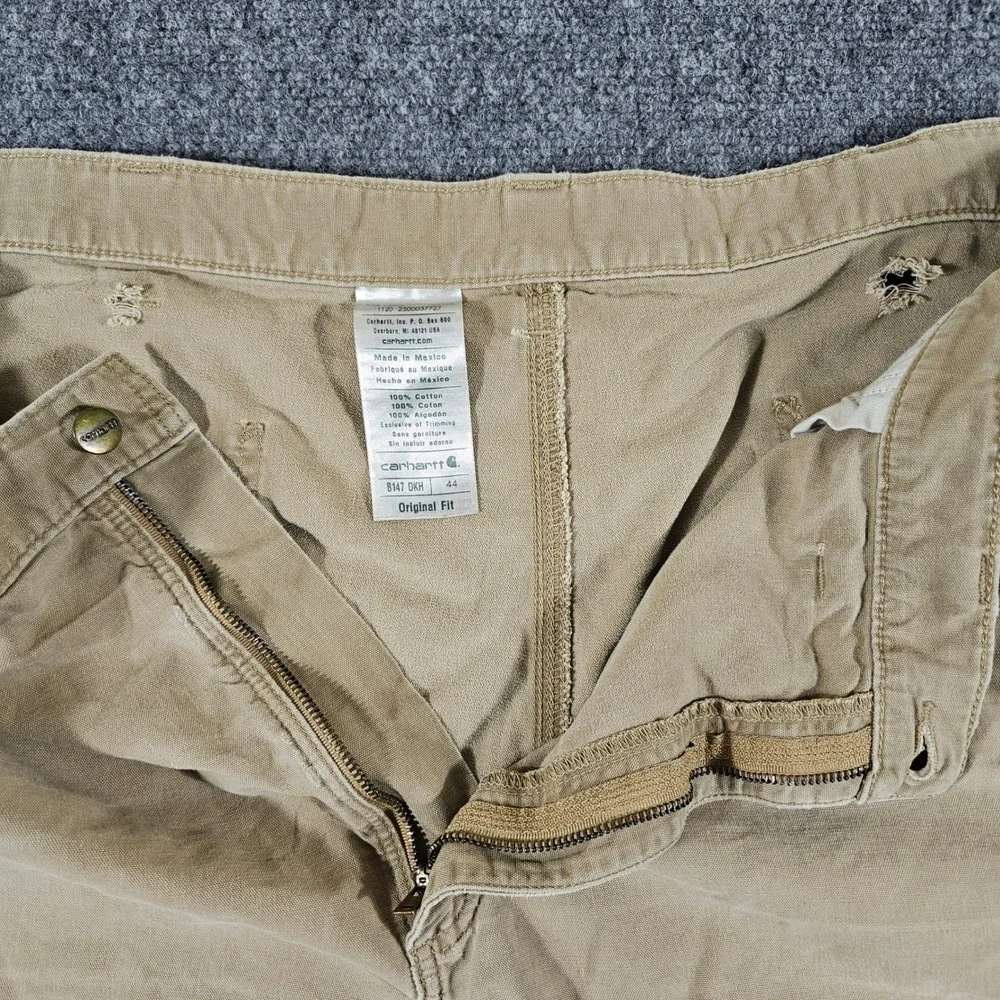 Carhartt Mens B147 DKH Original Fit Work Carpenter Shorts Tag Size 44 Beige Flaw